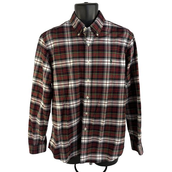 Mens Ralph Lauren Long Sleeve Button Down Shirt Size Large Red Plaid Cotton - Picture 6 of 7